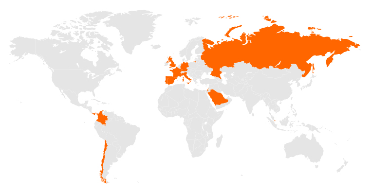 Mapa presencia internacional Palex